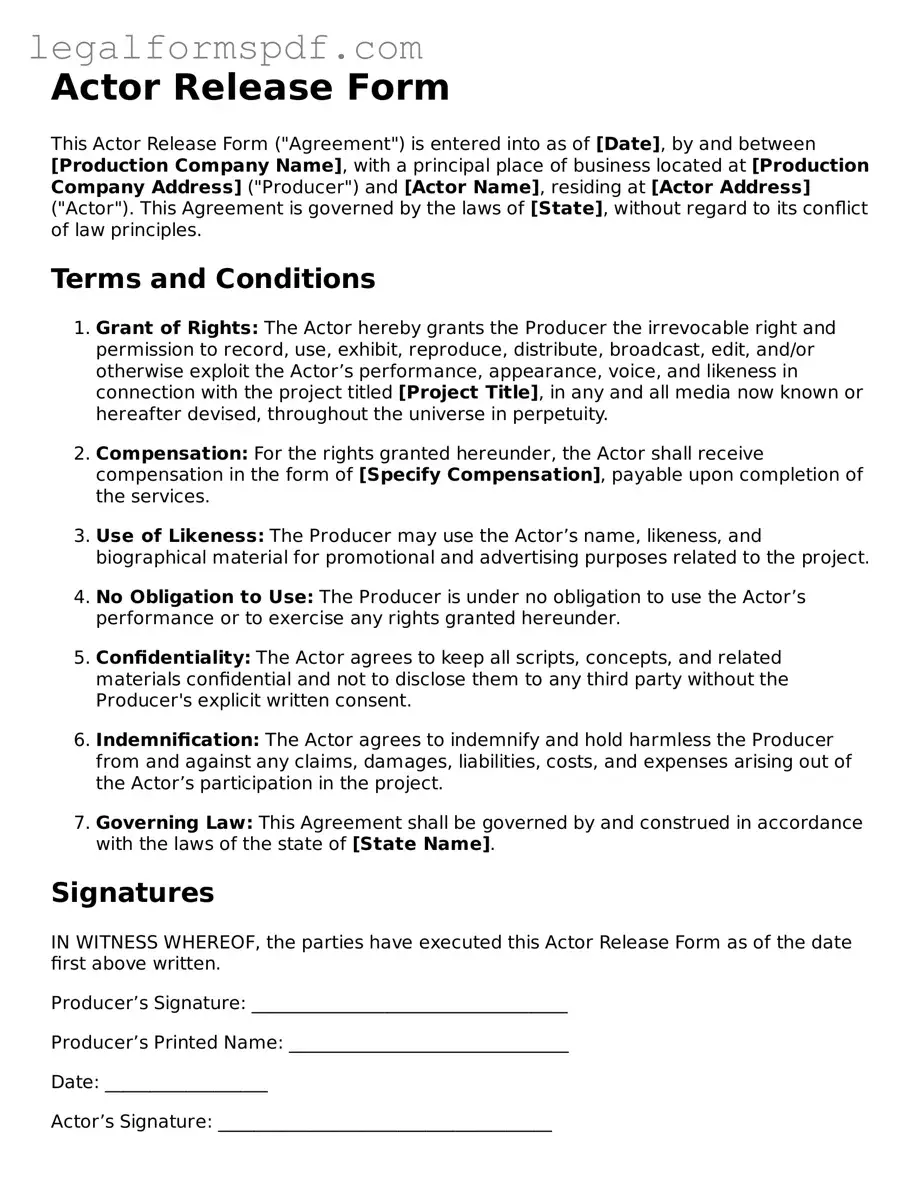 Official Actor Release Document