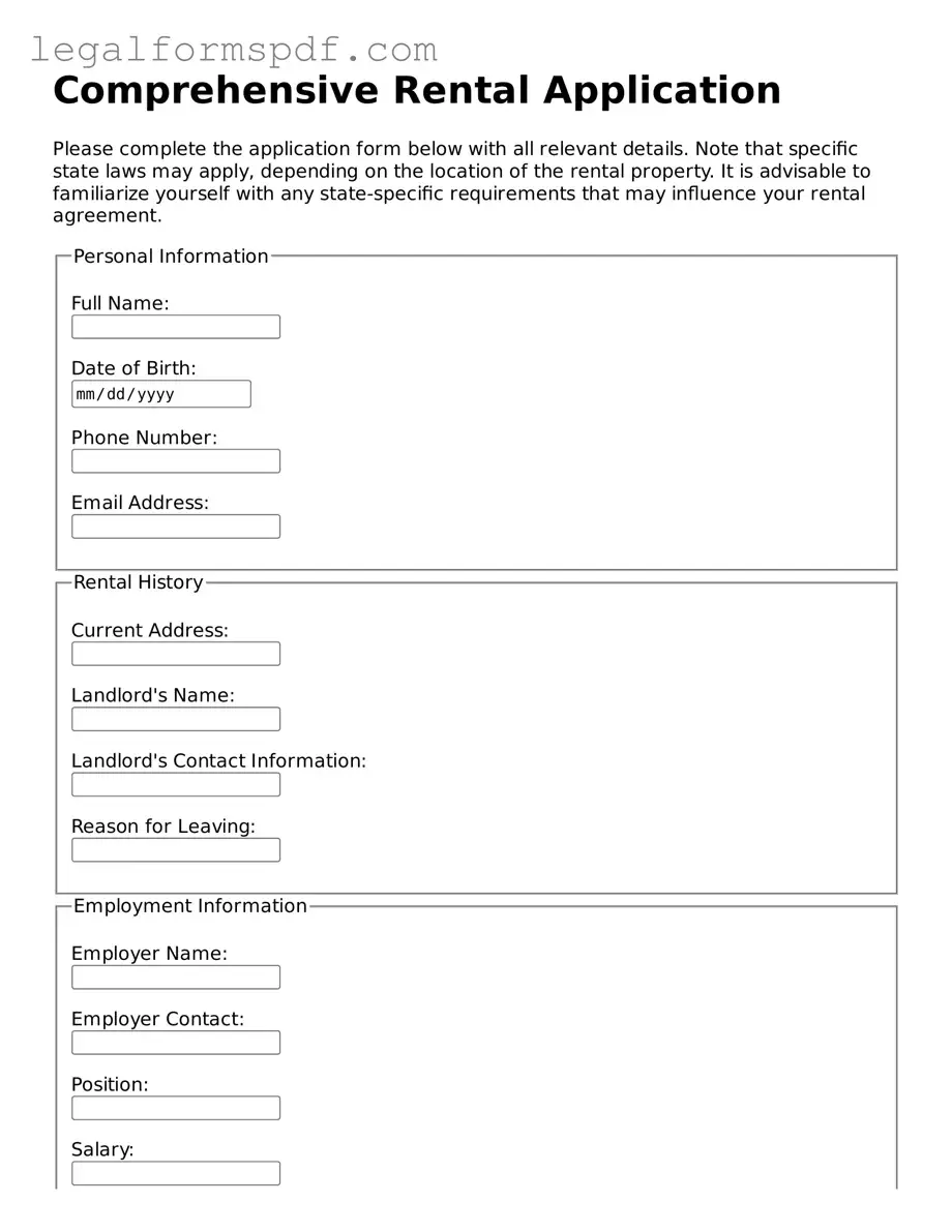 Official Rental Application Document