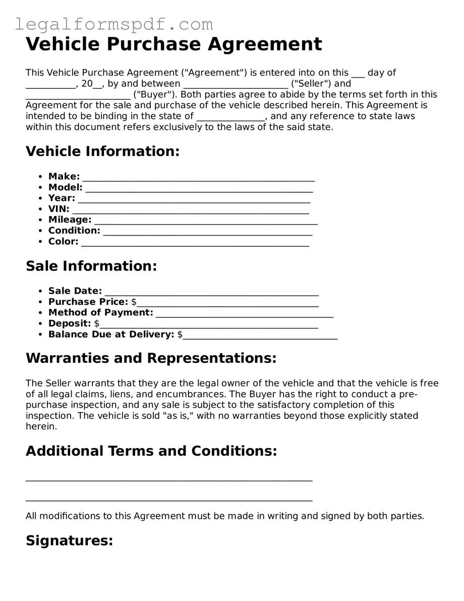 Official Vehicle Purchase Agreement Document