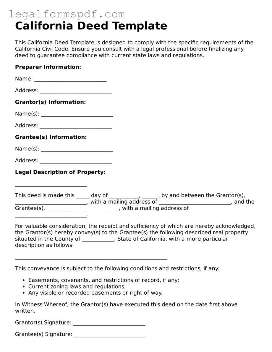 Fillable  Deed Document for California