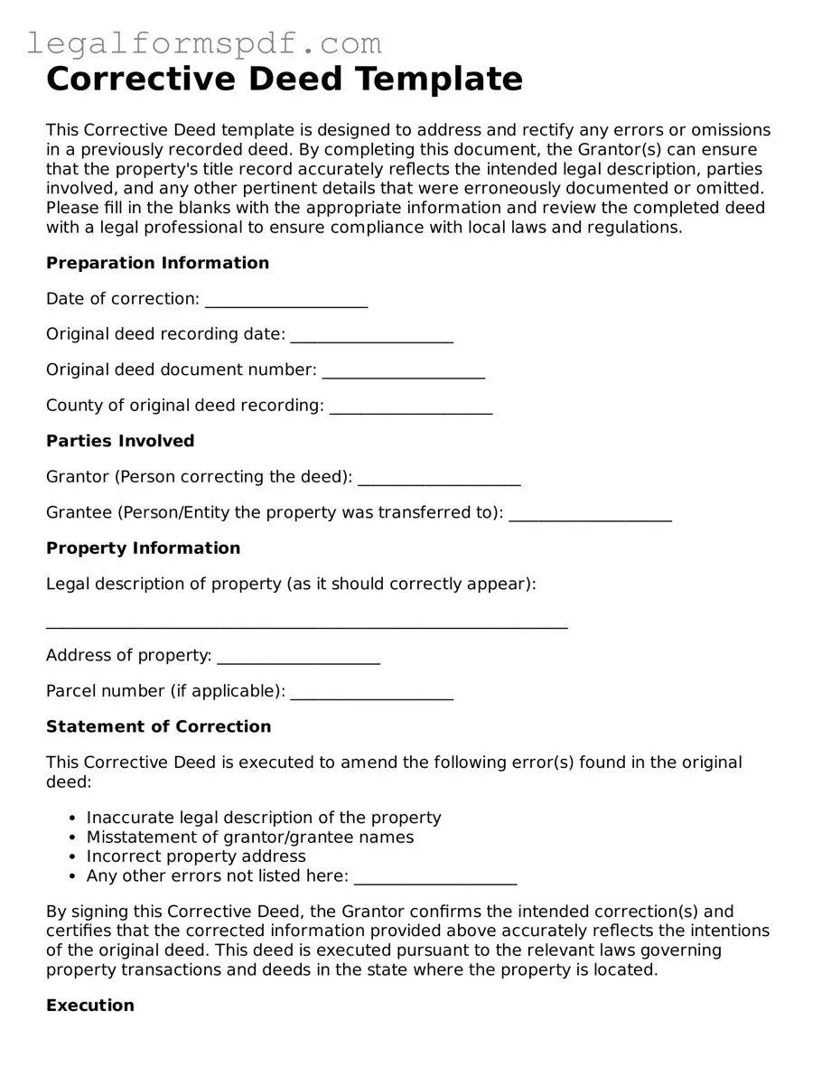 Official Corrective Deed Document