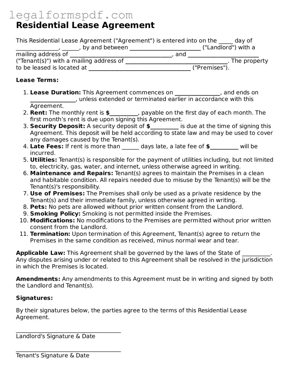 Official Residential Lease Agreement Document