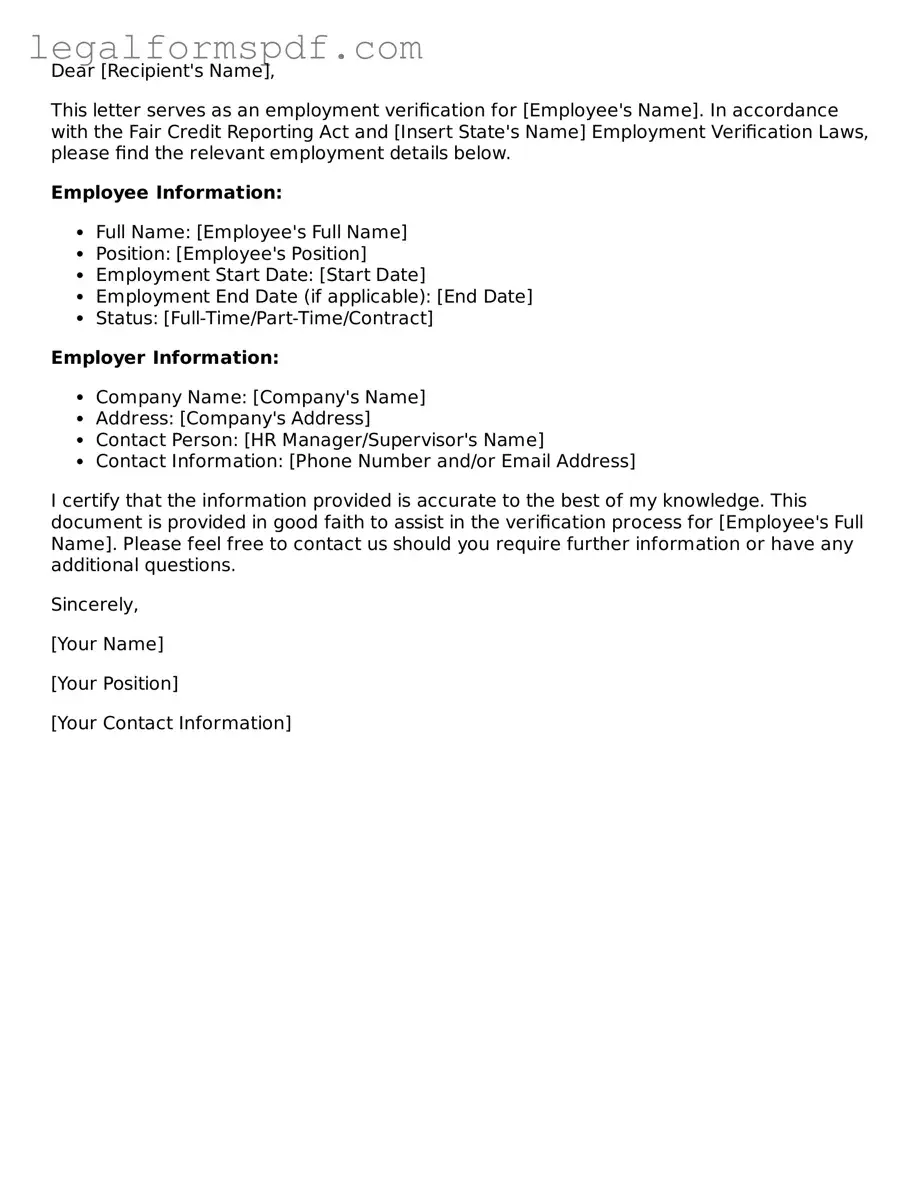 Official Employment Verification Document