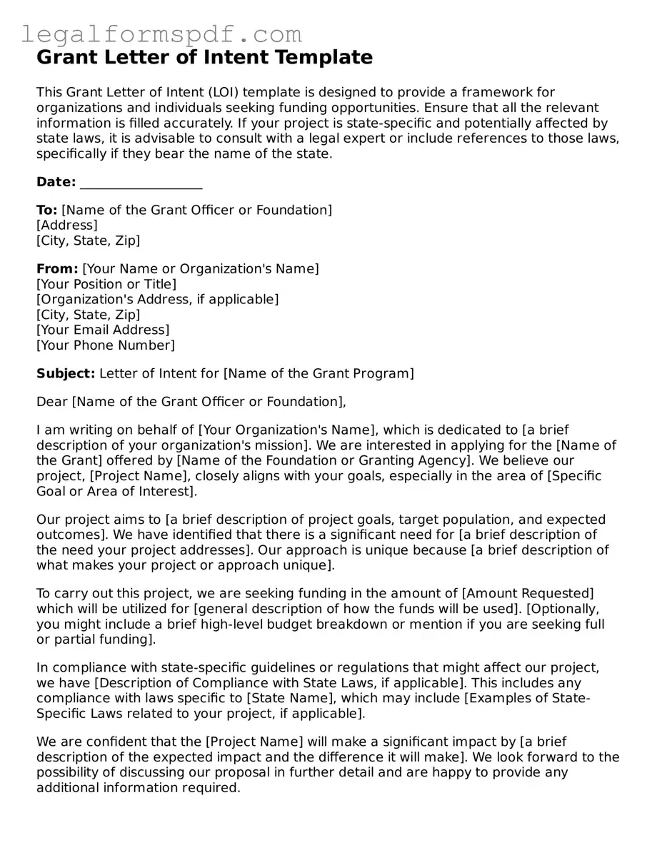 Official Grant Letter of Intent Document