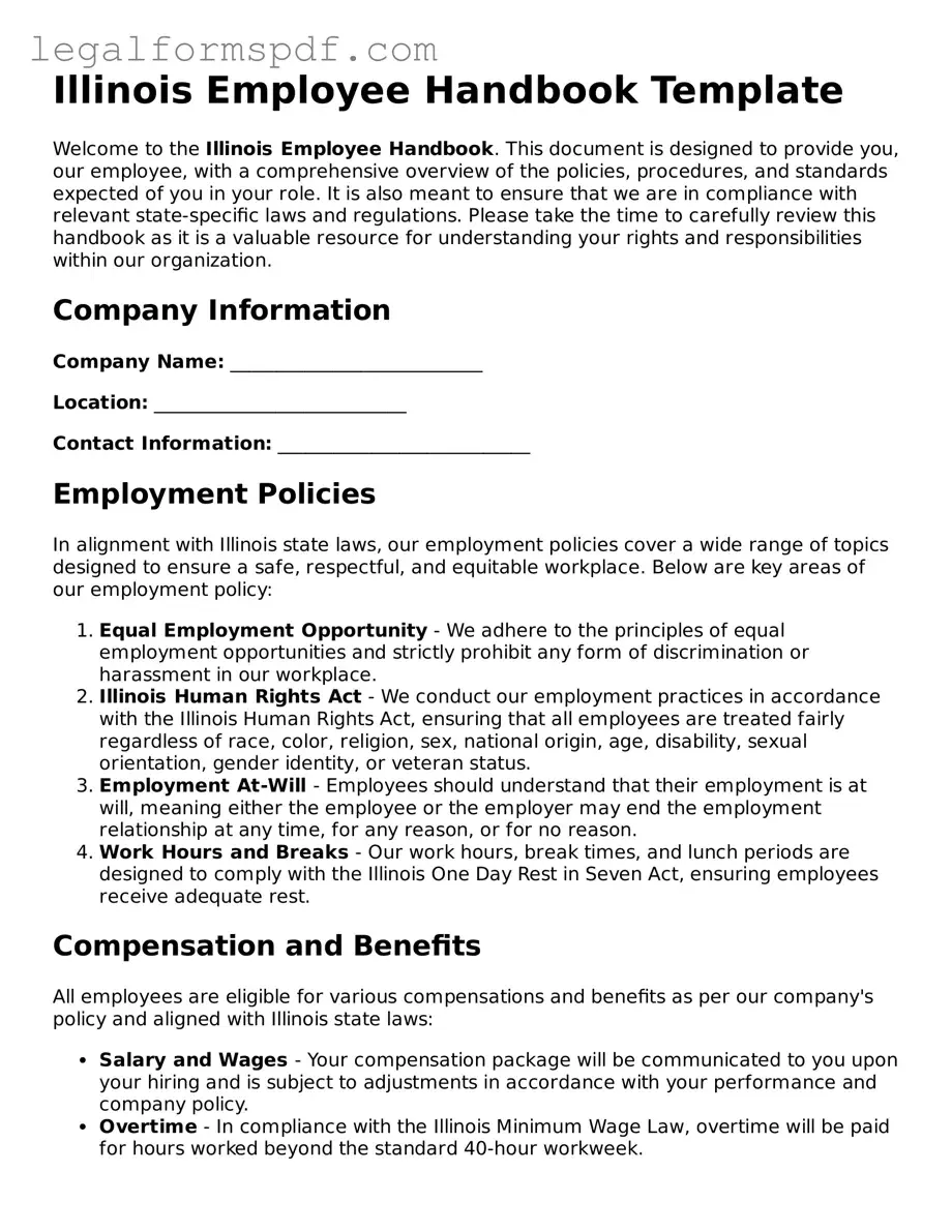 Fillable  Employee Handbook Document for Illinois