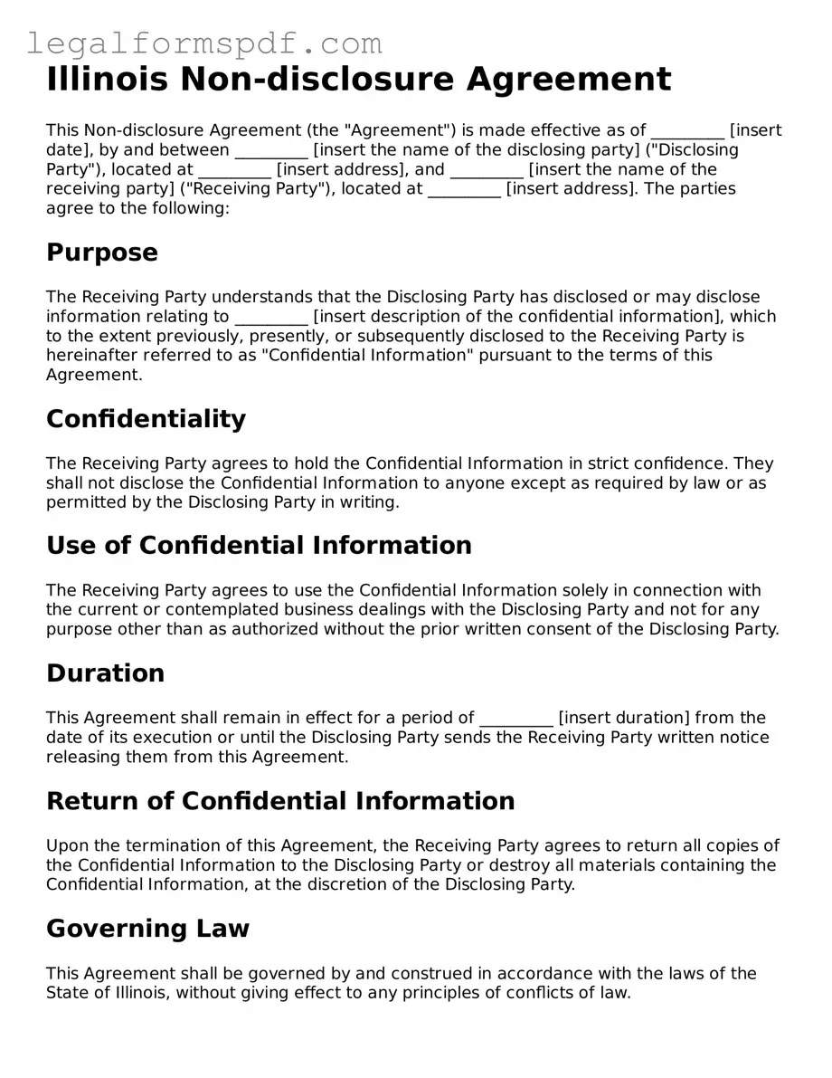 Fillable  Non-disclosure Agreement Document for Illinois