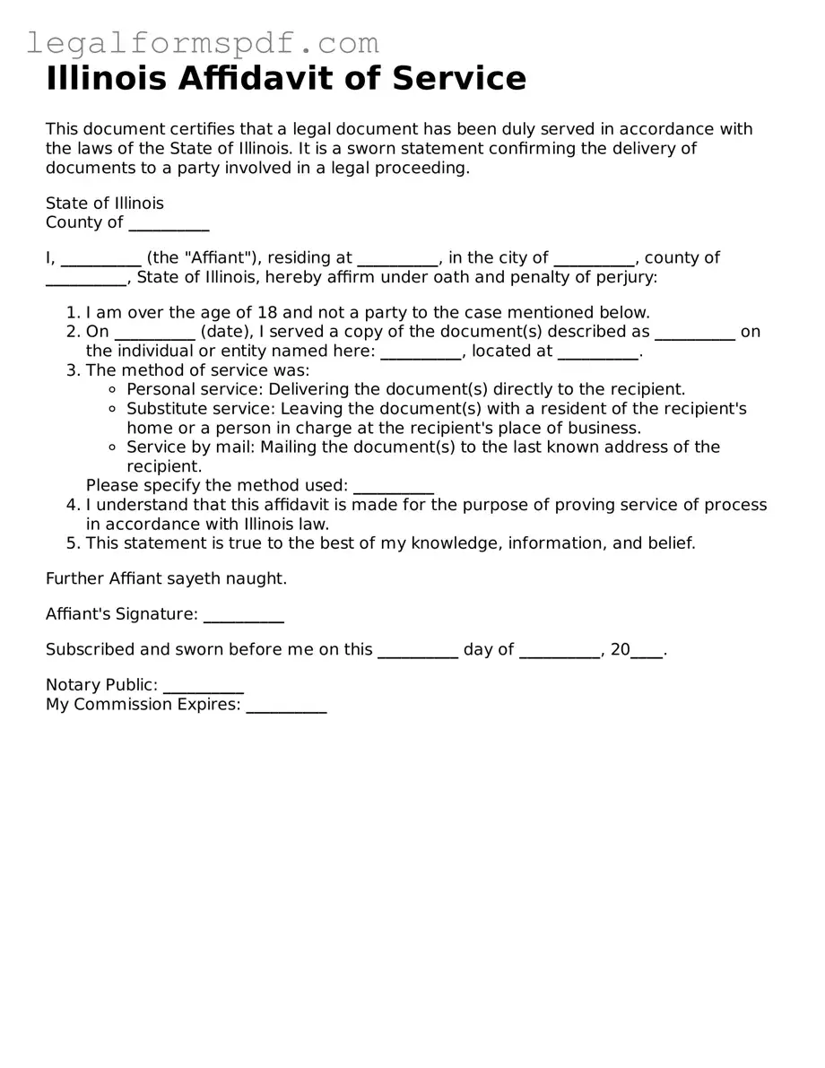 Fillable  Affidavit of Service Document for Illinois