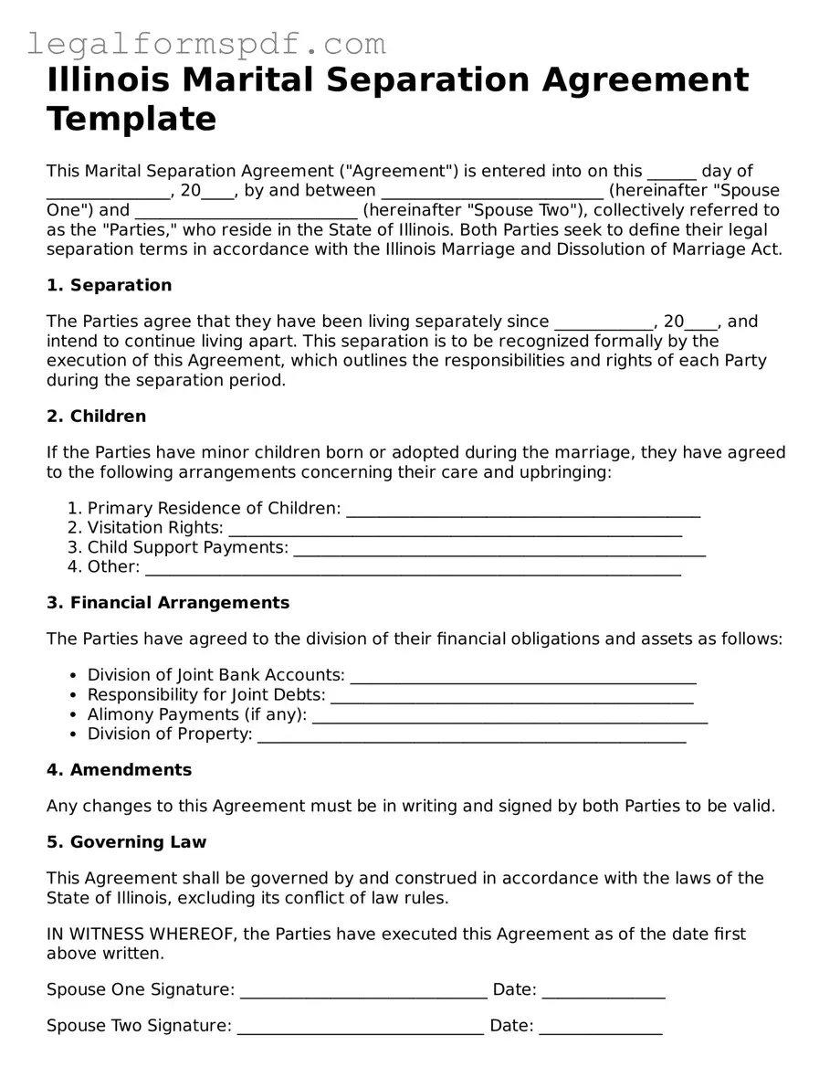 Fillable  Marital Separation Agreement Document for Illinois