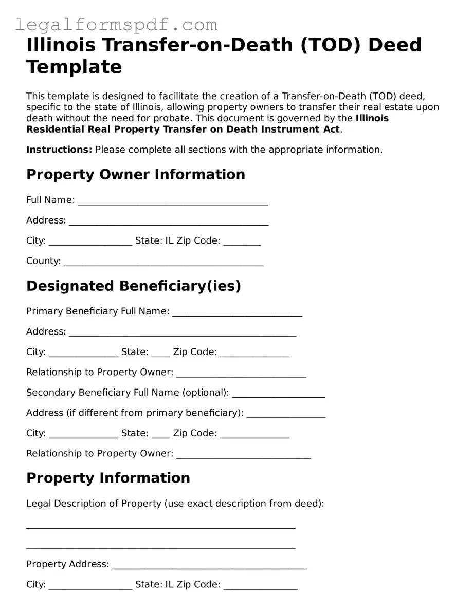 Fillable  Transfer-on-Death Deed Document for Illinois