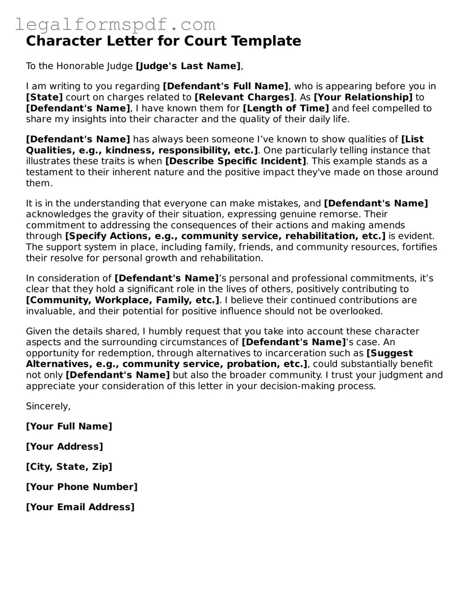 Official Character Letter for Court Document