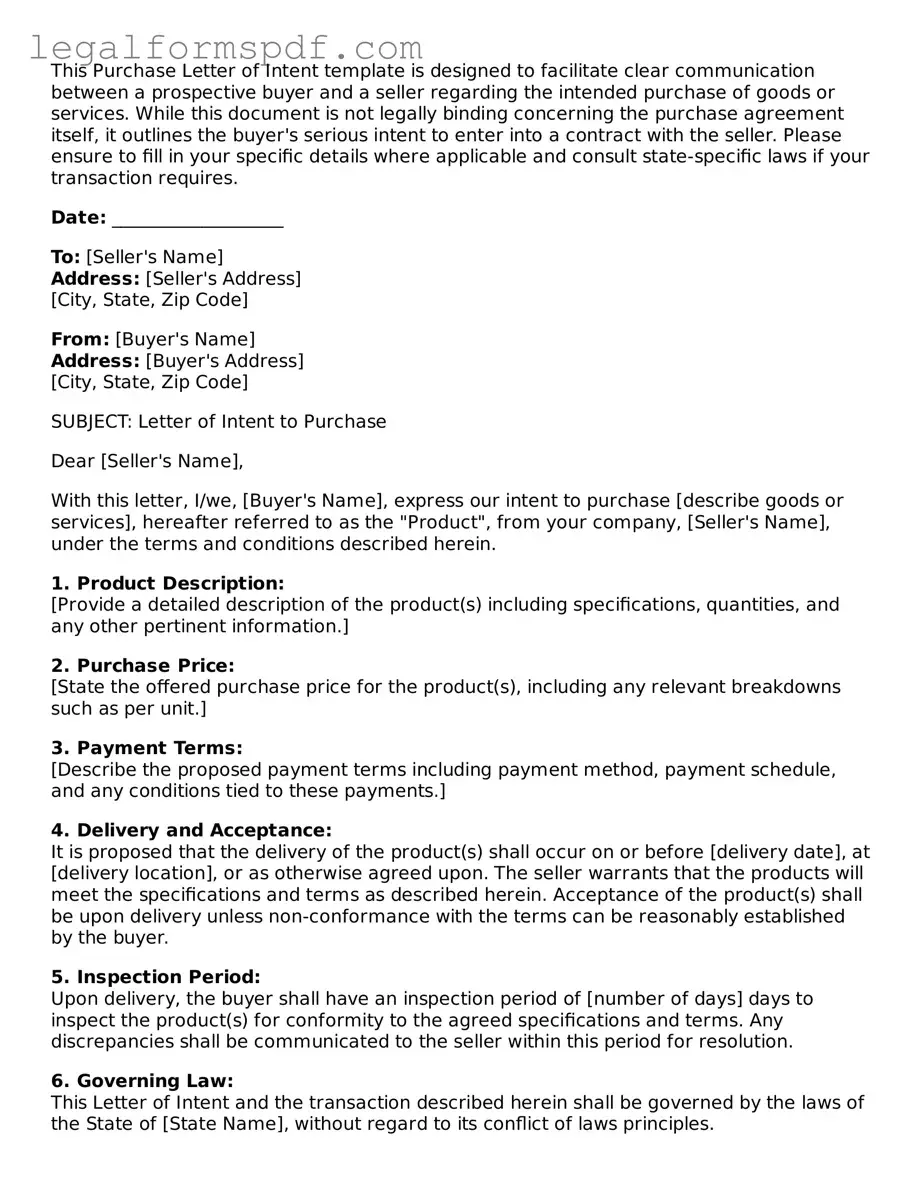 Official Purchase Letter of Intent Document