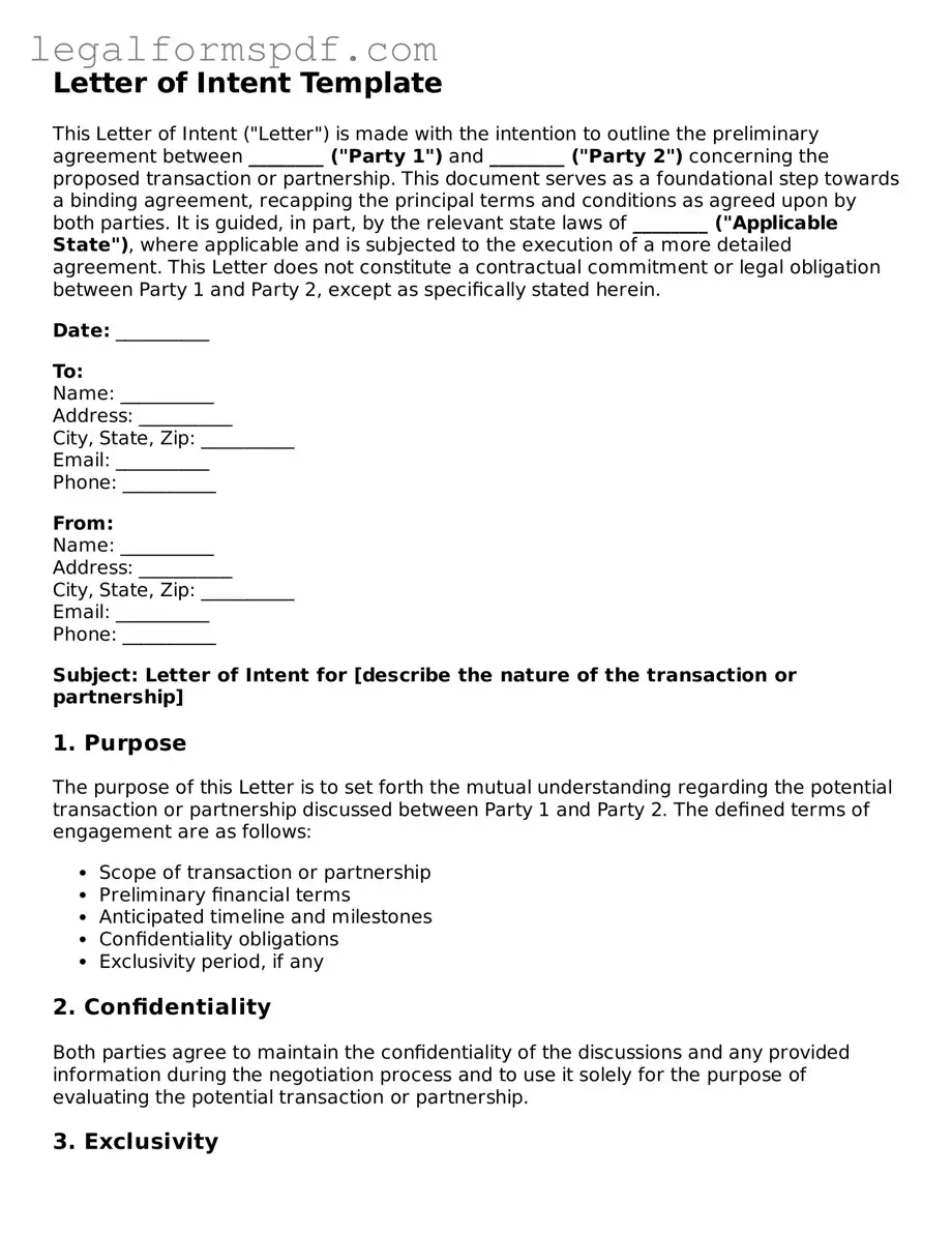 Official Letter of Intent Document
