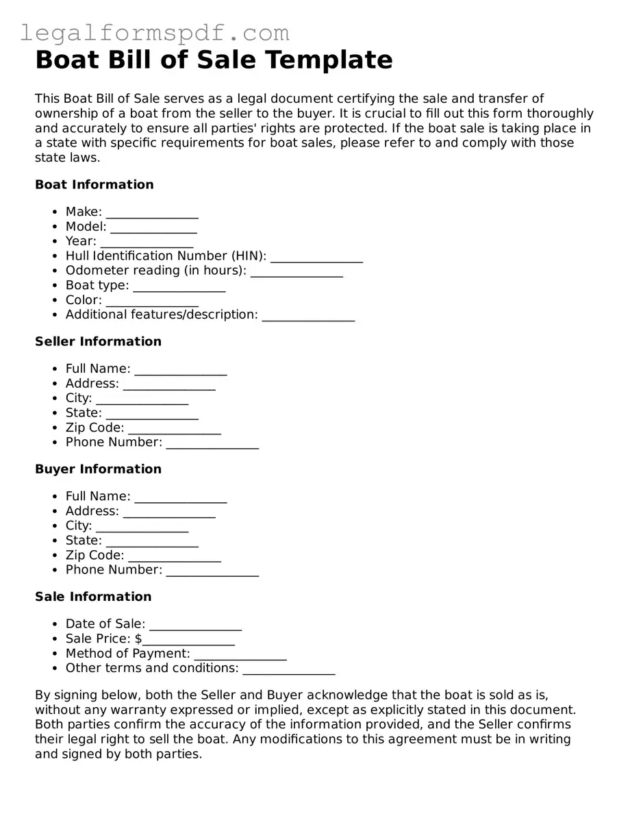 Official Boat Bill of Sale Document