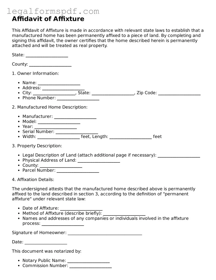 Official Affidavit of Affixture Document