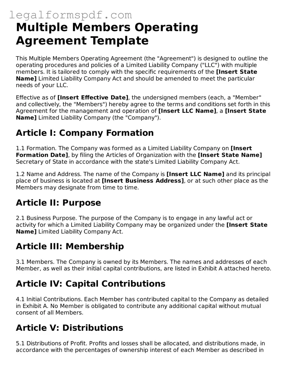 Official Multiple Members Operating Agreement Document