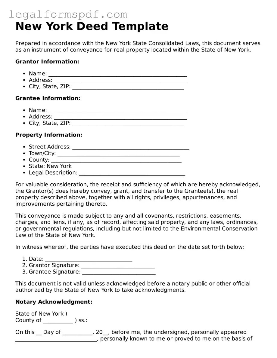 Fillable  Deed Document for New York