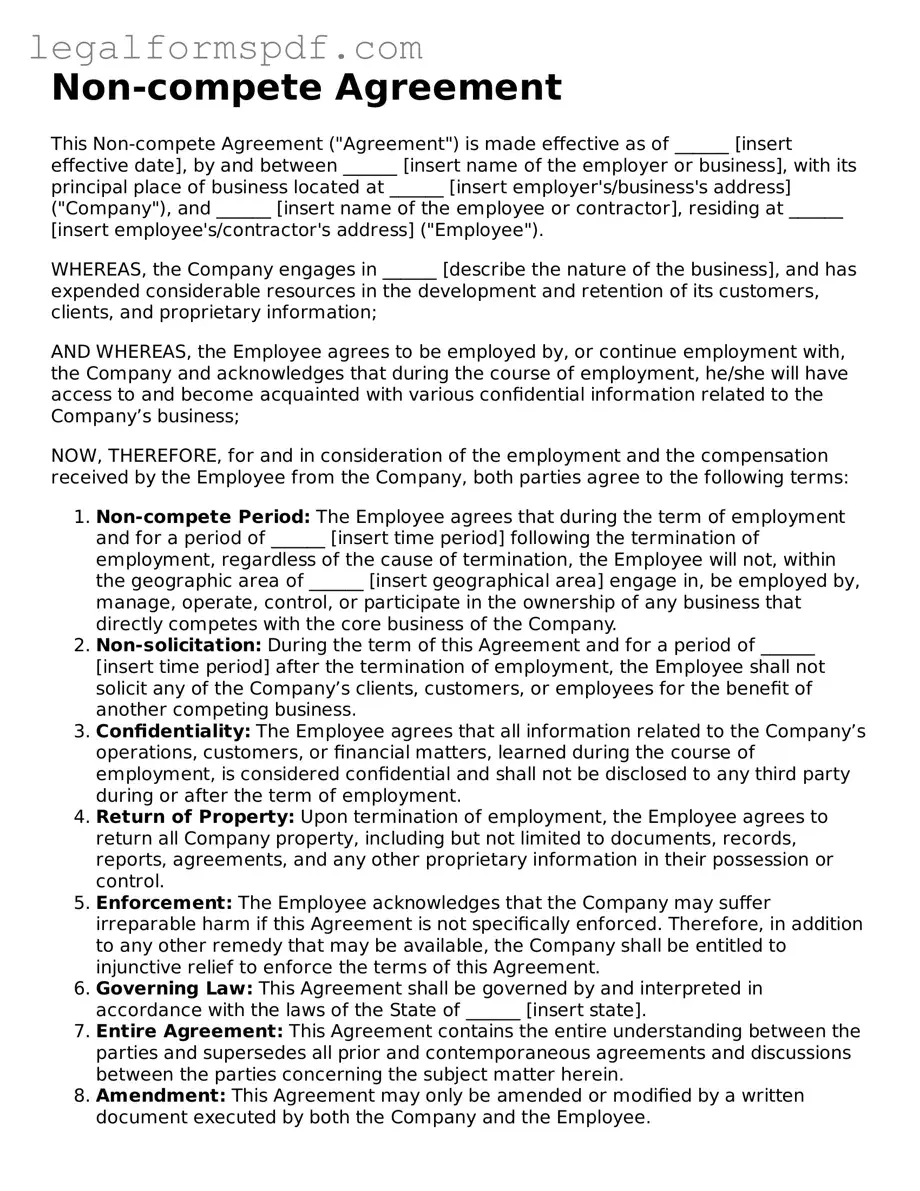 Official Non-compete Agreement Document