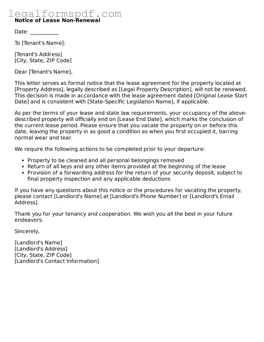 Official Notice of Lease Non-Renewal Document