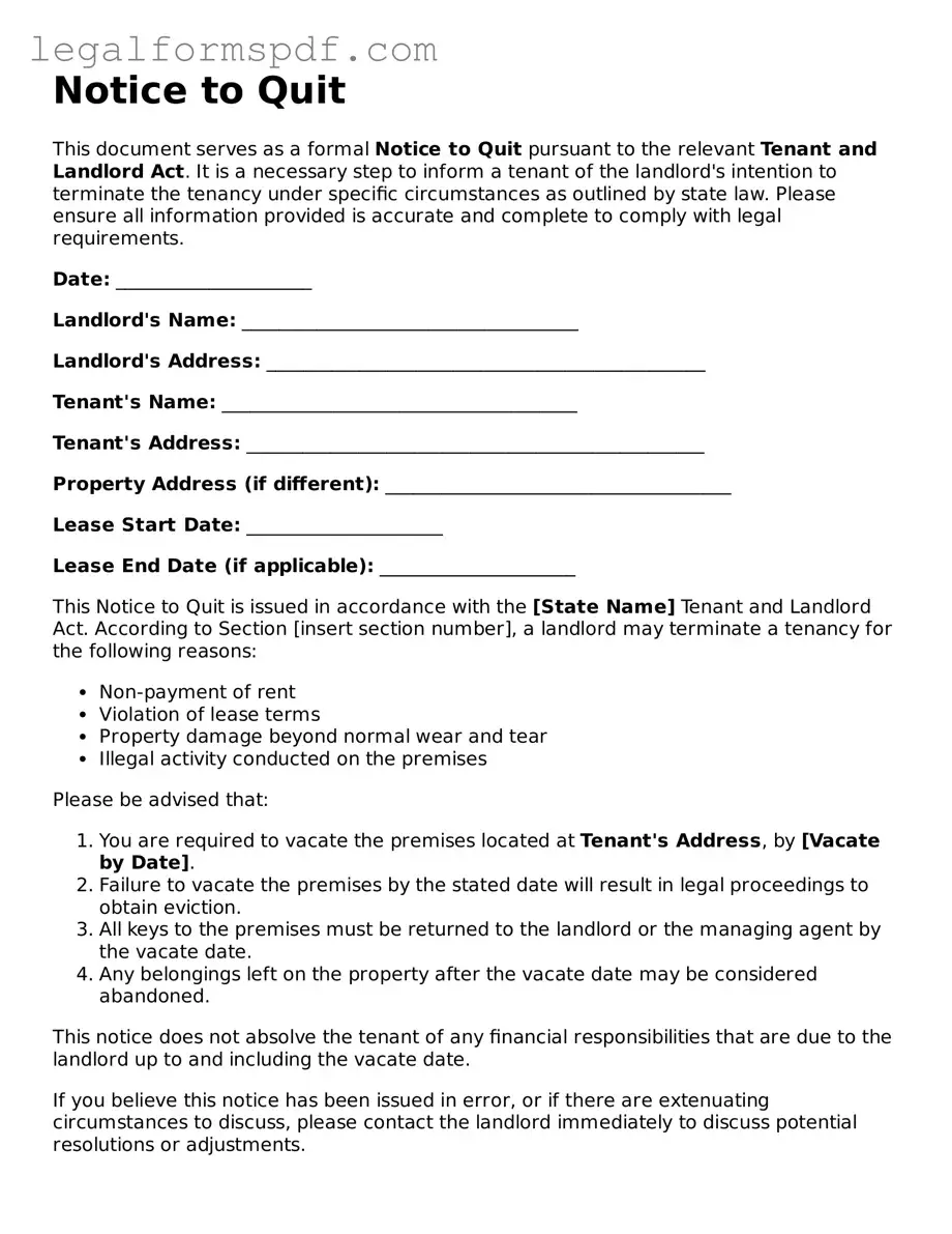 Official Notice to Quit Document