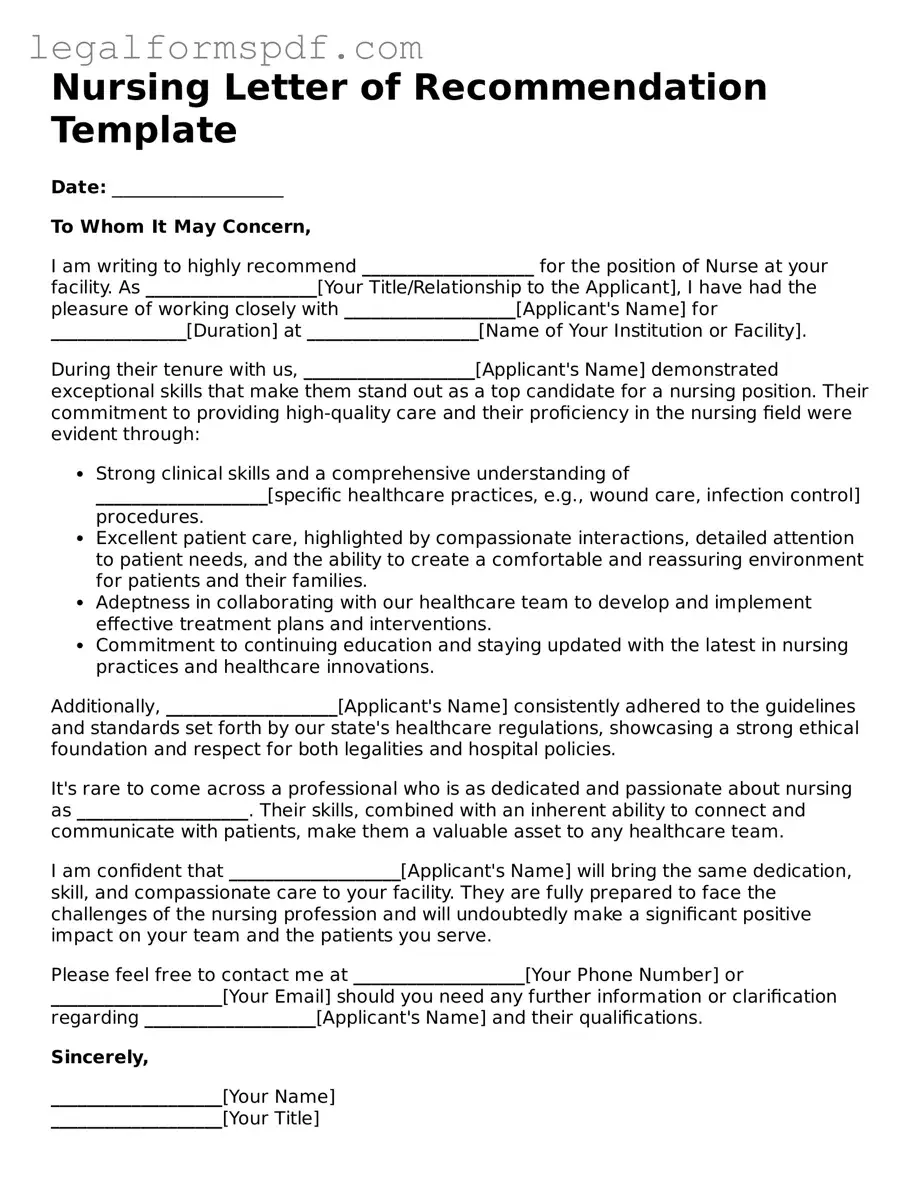 Official Nursing Letter of Recommendation Document