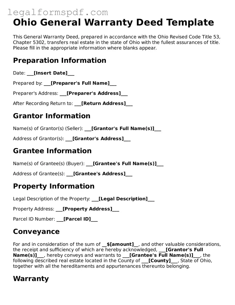 Fillable  Deed Document for Ohio