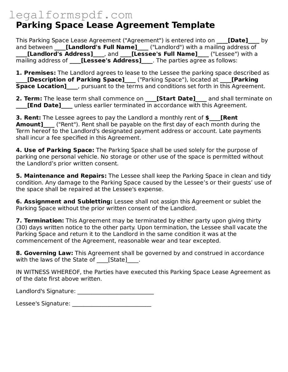 Official Parking Space Lease Agreement Document