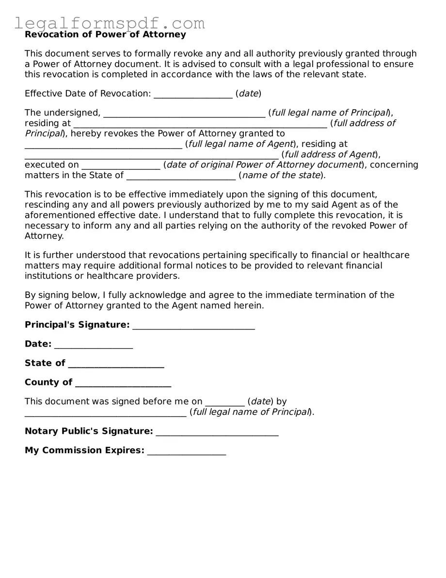 Official Revocation of Power of Attorney Document