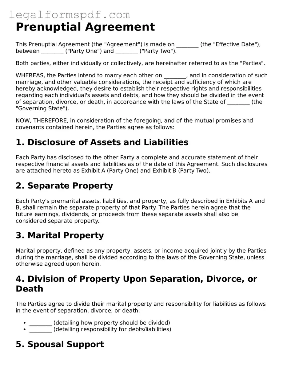 Official Prenuptial Agreement Document