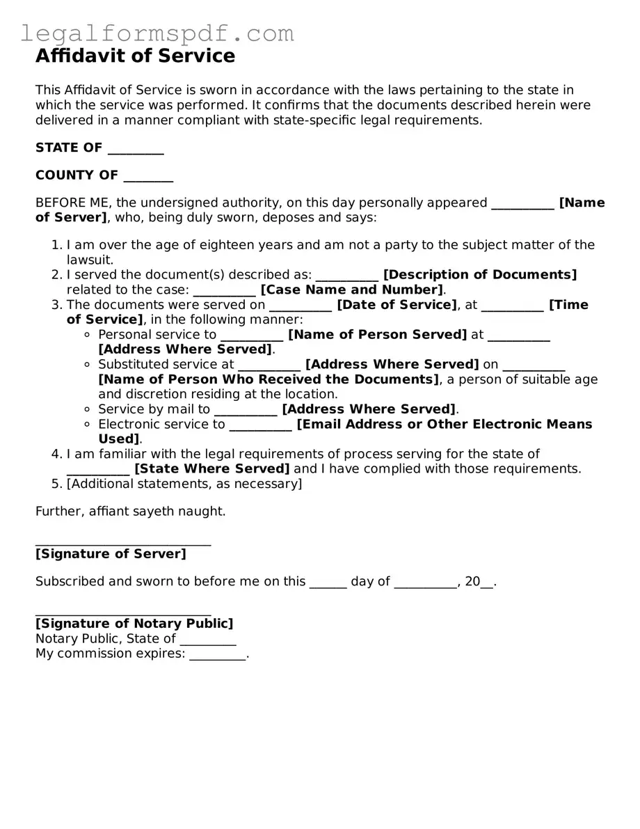 Official Affidavit of Service Document