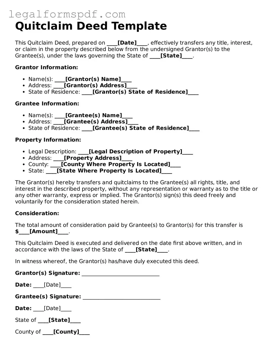 Official Quitclaim Deed Document