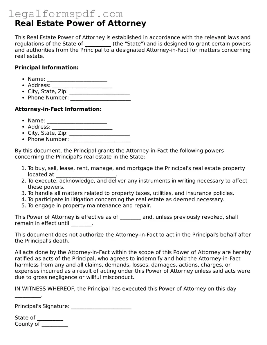 Official Real Estate Power of Attorney Document
