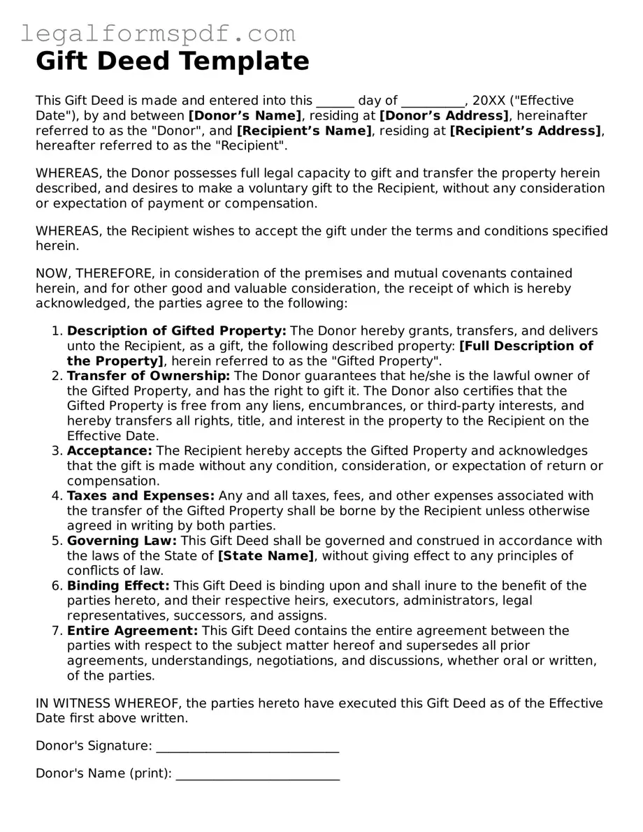 Official Gift Deed Document