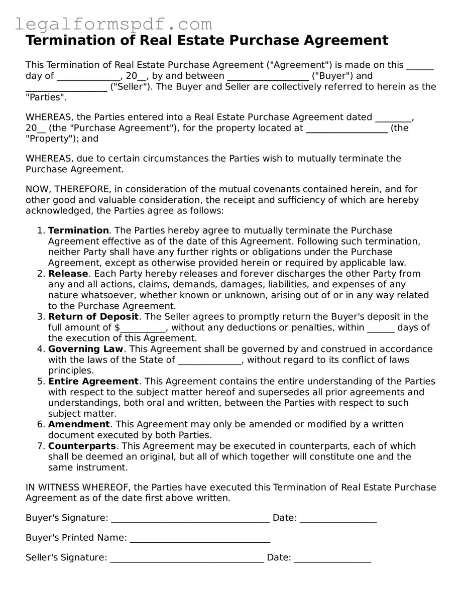 Official Termination of Real Estate Purchase Agreement Document