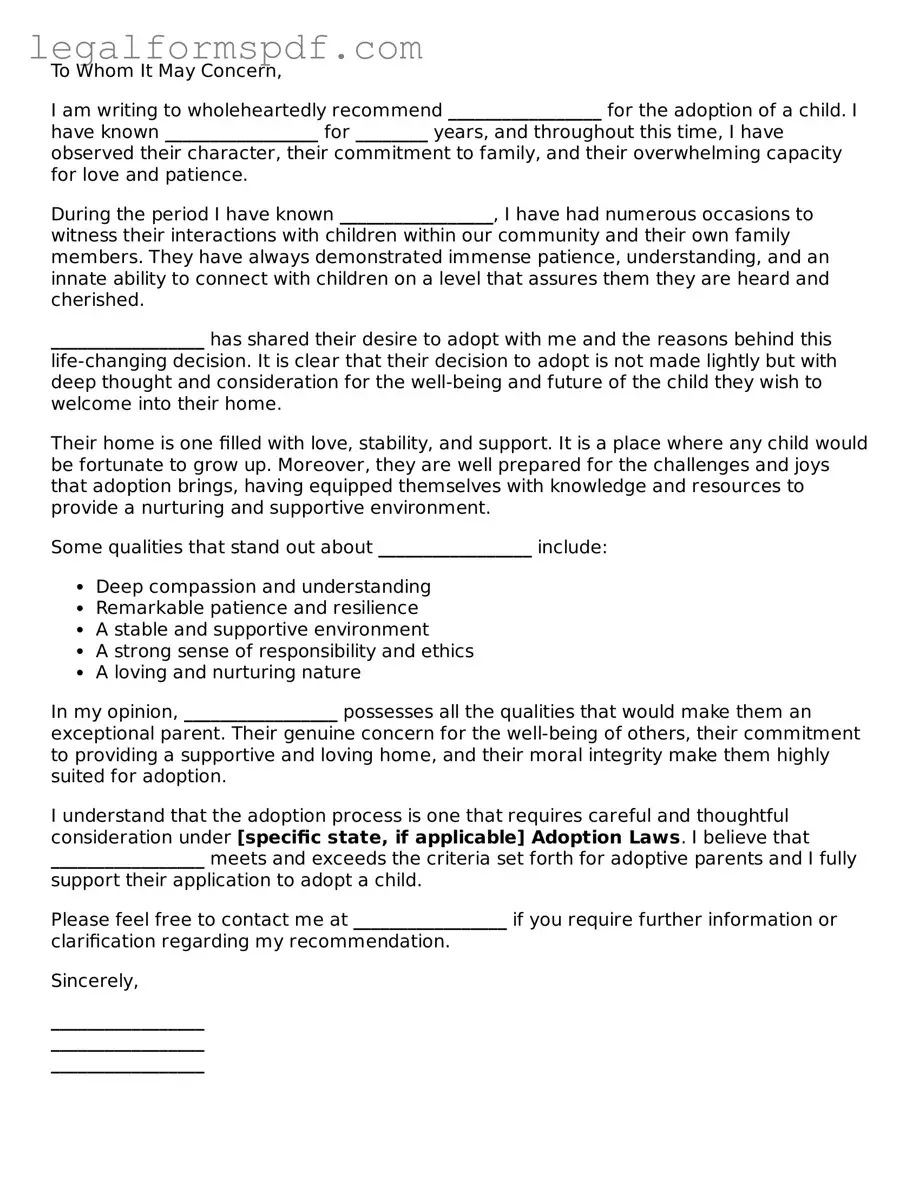 Official Adoption Letter of Recommendation Document