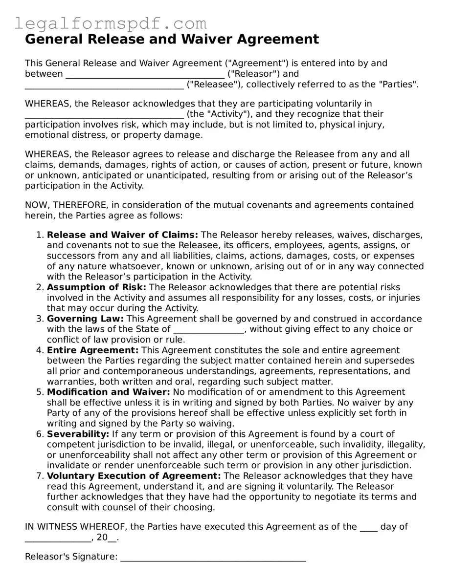 Official General Release and Waiver Document