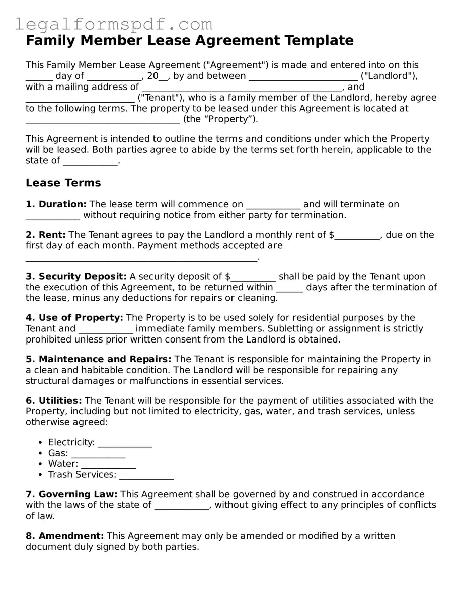 Official Family Member Lease Agreement Document