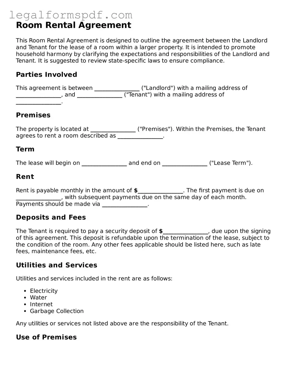Official Room Rental Agreement Document