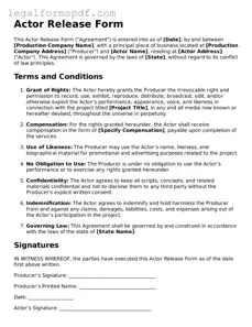 Official Actor Release Document