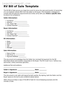 Official RV Bill of Sale Document