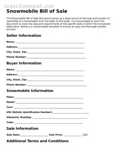 Official Snowmobile Bill of Sale Document