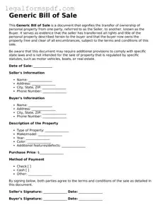 Official Bill of Sale Document