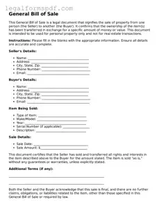 Official General Bill of Sale Document