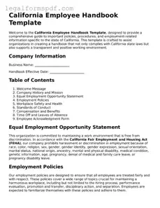 Fillable  Employee Handbook Document for California
