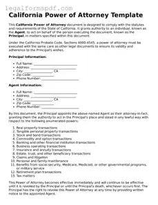 Fillable  Power of Attorney Document for California