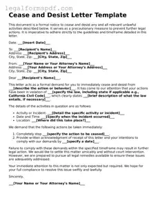 Official Cease and Desist Letter Document