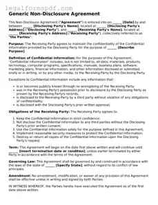 Official Non-disclosure Agreement Document