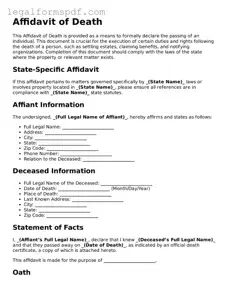 Official Affidavit of Death Document