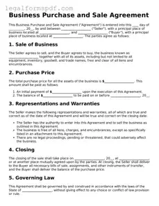 Official Business Purchase and Sale Agreement Document