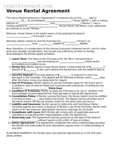 Official Venue Rental Agreement Document