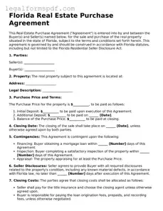 Fillable  Real Estate Purchase Agreement Document for Florida